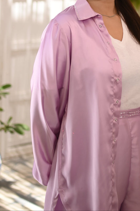 Lilac Bloom – 2-Piece Satin Silk Set